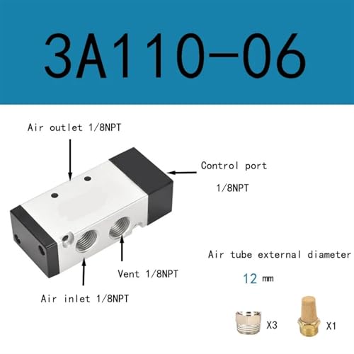 Vanne de régulation pneumatique 3A110-06 commande par air comprimé distributeur 3/2 NO 1Pcs