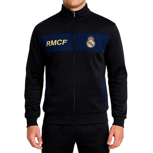 Icon Sports Officially Licensed Real Madrid CF Track Jacket - Unisex Adult - RM52TJ Black_Navy S