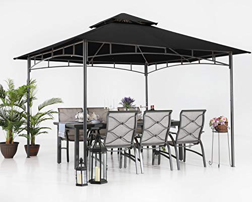 ABCCANOPY 3.35x3.35m Patio Pavillon für Patios Doppeldachweichdach Garten Hinterhof-Pavillon für Schatten und Regen,Schwarz – Bild 3