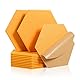 Rdutuok 12 Stück Selbstklebend Akustik Panel,30x26x1cm Hexagon Akustik Absorber Schallschutzplatten Akustikpaneele Wand für Tonstudio, Büro,Studio und Wanddekoration(Orange Gelb)