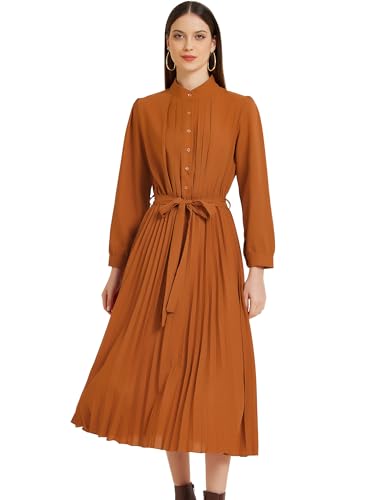 Robe à manches longues fluide col montant vêtement femme automne