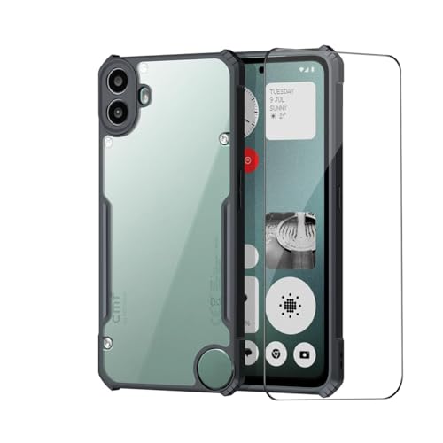 QUIETIP Case Compatible with CMF Phone 1 5G with Screen Protector,Clear TPU Shockproof Protective Cover,Black