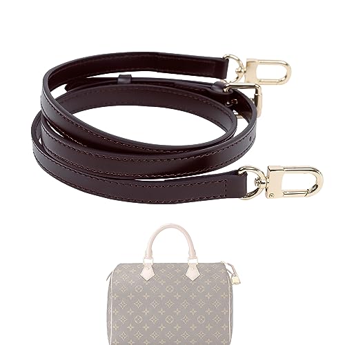 Image of Vachetta Leather Strap for Speedy Bag, Multi Length Handmade Adjustable Cowhide Crossbody Purse Strap for Handbag 【0.7 Inch Wide, Glossy Brown】