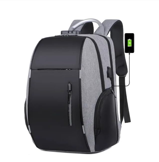 Mochila Bolsa Masculina Feminina Notebook Refor?ada Anti Furto Semi Imperme?vel Escolar Faculdade Trabalho Viagem Resistente Executiva Cabo De A?o Sa?da Usb (CINZA)