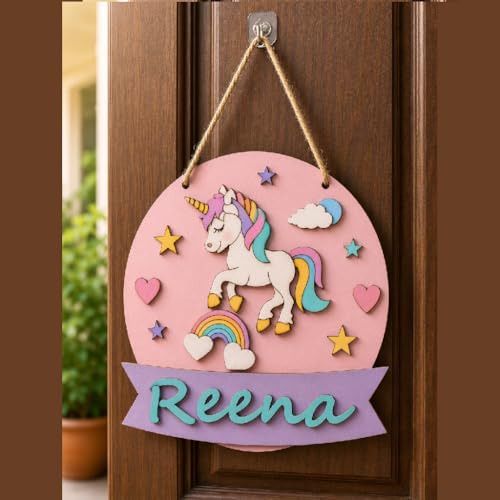 Image of Varenyam Personalized Wooden Name Plate Painting Kit for Kids | DIY Name Plate Board | Creative Art & Craft Gift for Boys & Girls | Birthday Gifts, Return Gifts for Kids (E)