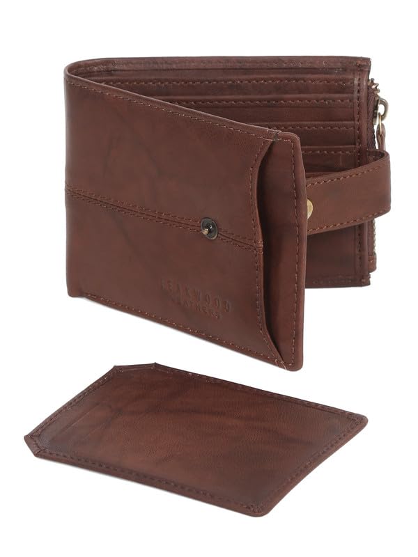 Image of TEAKWOOD LEATHERS Men's Two Fold Zipper Leather Wallet | Leather Men Wallet (Choco Brown)