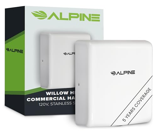 Alpine Commercial Hand Dryer with HEPA Filter, 8 Seconds Extreme Speed Electric Hand Dryer for Home Bathroom/Restaurant with Heat & Speed Control - ADA Compliant (120V White)