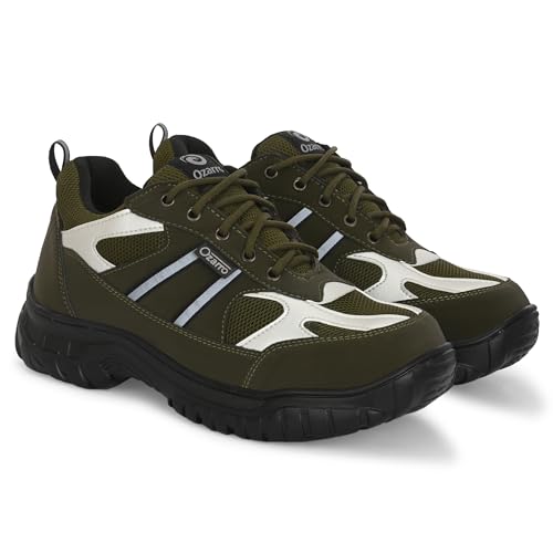 Image of Ozarro Olive Genuine Leather Steel Toe Safety Shoe for Mens (S4452)