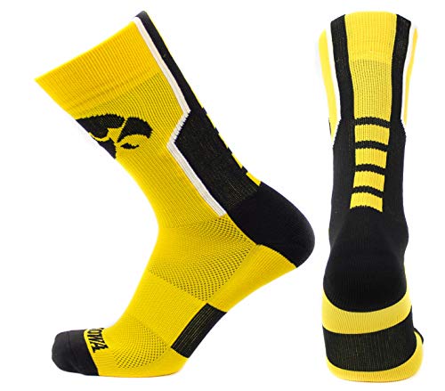 donegal bay NCAA Iowa Hawkeyes Unisex Iowa Gold Sport Sockiowa Gold Sport Sock, Black, One Size
