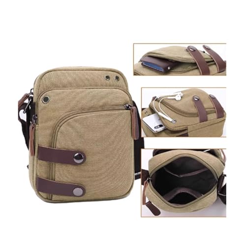 Rectangle Shoulder Bag, Canvas, Men Casual Crossbody Bag, for Work Business Office Travel, 8.1in3