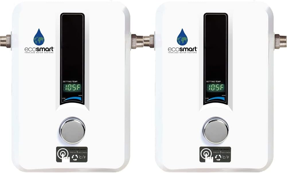 EcoSmart ECO 8 Tankless Water Heater, Electric, 8-kW - Quantity 1 & ECO 11 Electric Tankless Water Heater, 13KW at 240 Volts with Patented Self Modulating Technology
