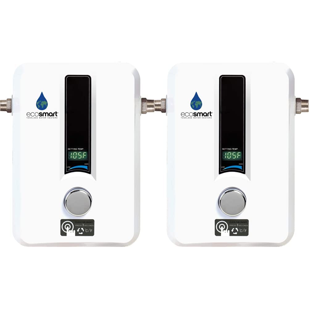 EcoSmart ECO 8 Tankless Water Heater, Electric, 8-kW - Quantity 1 & ECO 11 Electric Tankless Water Heater, 13KW at 240 Volts with Patented Self Modulating Technology