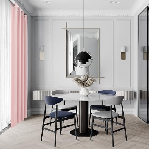 Image of DWCN Blush Pink Room Darkening Blackout Curtains for Bedroom, Thermal Insulated Privacy Grommet Drapes for Living Room - 42 x 84 Inches Long, 2 Panels