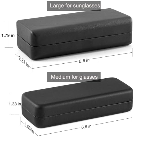 Image of TRIUMPH VISION Sunglasses Case Hard Shell Glasses Case Eyewear Eyeglasses | Sunglass Eyeglass Hard Case for Women and Men Metal PU Leather Lined Storage with Microfiber Cleaning Cloth Protection
