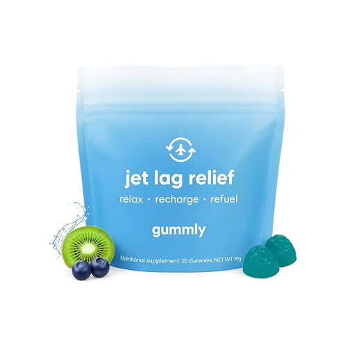 Jet Lag Remedy for Travel Gummies No Jet Lag Pills Alternative Travel Essentials Support Adjustment to Time Zones and Circadian Rhythm Delicious Tropical Berry Flavor 20 Gummies 3-5 Trips