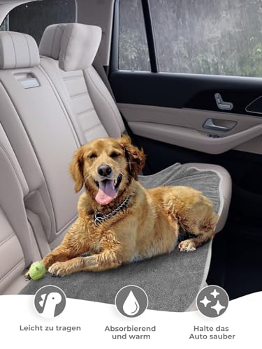 Bibykivn Bademantel für Hunde, Hundebademantel Aus Mikrofaser, Verstellbares Halsband Mit Klettverschluss Schnell Trocknend Badetuch für Große Mittelgroße Kleine Hunde/Katze (Grau, XL)