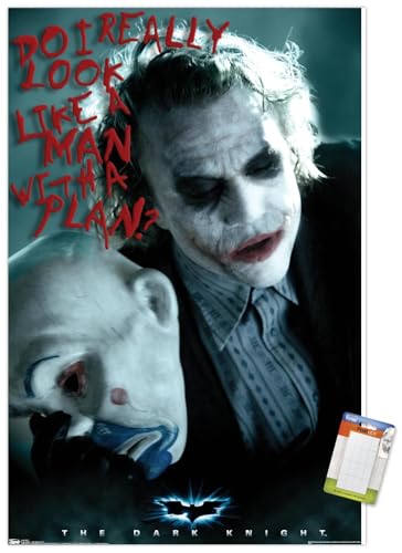 Trends International DC Comics - The Dark Knight - The Joker - Man With A Plan Wall Poster, 14.725" x 22.375", Premium Poster & Mount Bundle