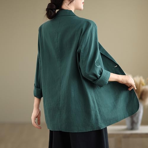 MINTLIMIT Womens Linen Blazer Summer 3/4 Sleeve Notch Lapel Work Office Suit Casual Button Blazers Jackets with Pockets4