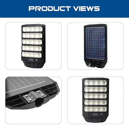 Image of Gigawatts 610 LED 300W Solar Street Light with Remote Control High Power 25Ah Battery Inbuilt 25W Solar Panel IP65 Water Resistant Outdoor Lamp for Wall Pathway Garden and Patio (1Pc, Cool White)