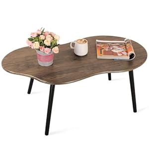 FEUFOAM Rustic Coffee Table Irregular Wood Grain Desktop Coffee Tables Simple Modern Cloud Shaped Center Table Floor Standing Table For Living Room Home Office