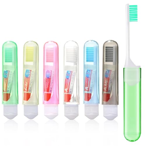 6 Cepillos de Dientes Plegables Portátiles Suaves y Pequeños para Viaje, Camping, Senderismo