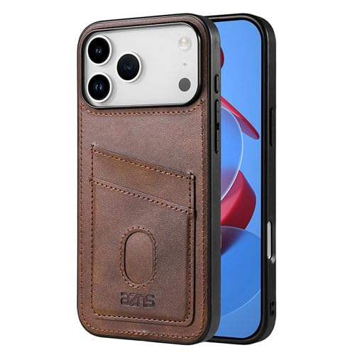 Étui en cuir iPhone 16 marron avec coque silicone dur slim et portefeuille