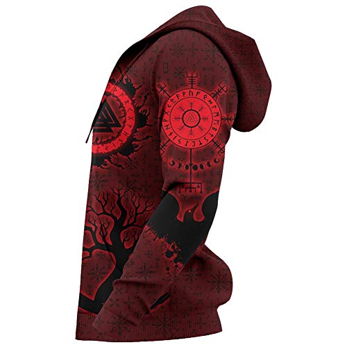 Sweat à capuche Viking rouge imprimé 3D cadeau idéal taille L - 4