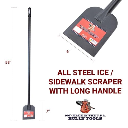 Bully Tools 11-Gauge All Steel Ice Scraper Long Handle, Made in USA