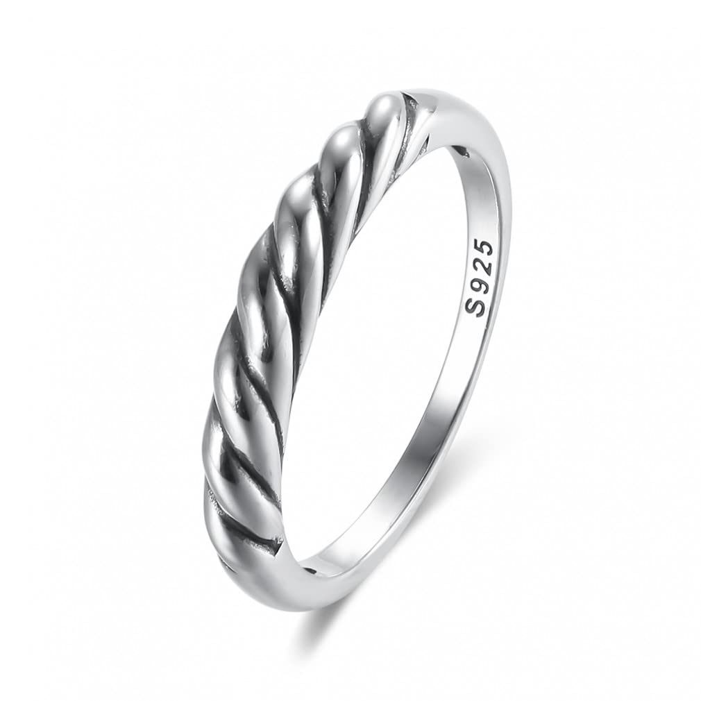 Anneaux tordus entrelacées en argent 925 de mariage pour couple - 7