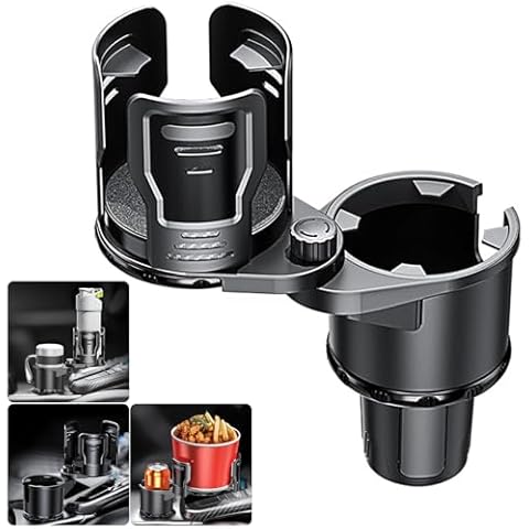 NATGIC Cup Holder Expander for car 2 in 1 Multifunctional Car Cup Holder Extender Adapter with Adjustable Base Compatible with Hydro Flask,Yeti, Nalgene,32/40 oz Large Bottles Drinks Mugs,Bigcup-Small Cover