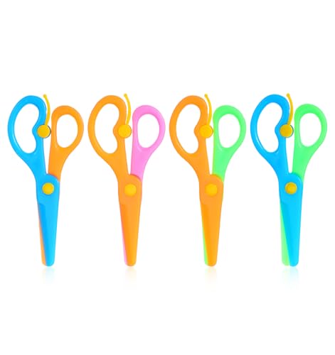 4Pcs Playdoh Scissors Playdough Scissors Anti-Pinch Design Colorful Plastic Craft Scissor for Hand Eye Coordination and DIY Projects
