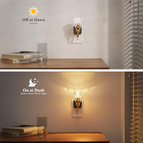 Image of JandCase Night Light, Night Lights Plug into Wall, Glass Floral Nightlight
