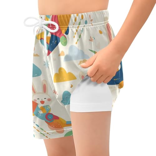 GuoChe Swimming Shorts for Boy Teens Lined Drawstring Inseam Bathing Suit Hamster Watercress Colorful2