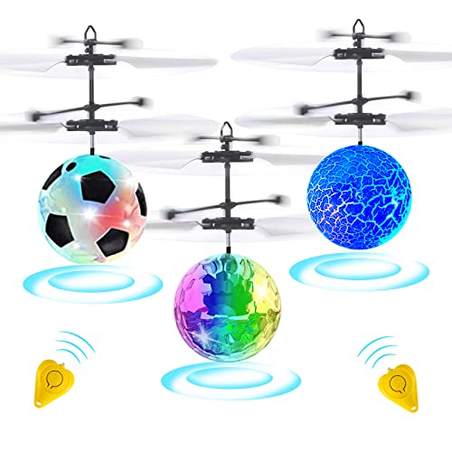 Flying Ball Toys,3Pcs RC Flying Toys Remote Control Helicopter LED Mini Drone Light Up Toys Infrared Induction Drone as Holiday Easter Egg Gifts for Indoor Outdoor Games