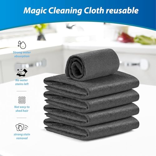 Image of 10 Pcs Thickened Magic Cleaning Cloth Microfiber, Lint & Streak Free Reusable Cleaning Wipes for Glass, Window, Mirror, Kitchen, Car & Electronic Screens - Ultra Absorbent Grey