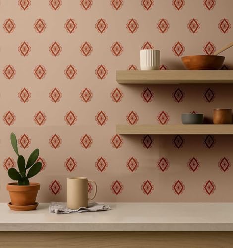 Papier peint géométrique bohème pour chambre et armoires