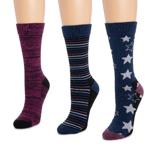 MUK LUKS Womens 3 Pack Cotton Compression Crew Socks2