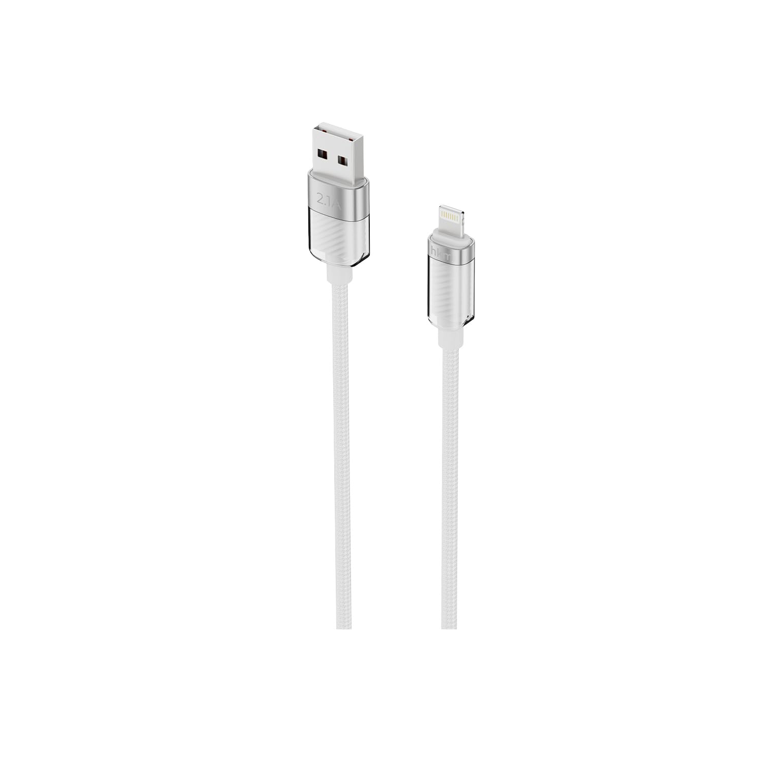 hkm tech KNIT GLAM 2.1A hızlı şarj destekli, USB-A to Lightning Şarj ve Data Aktarım Kablosu, 1 metre, Beyaz
