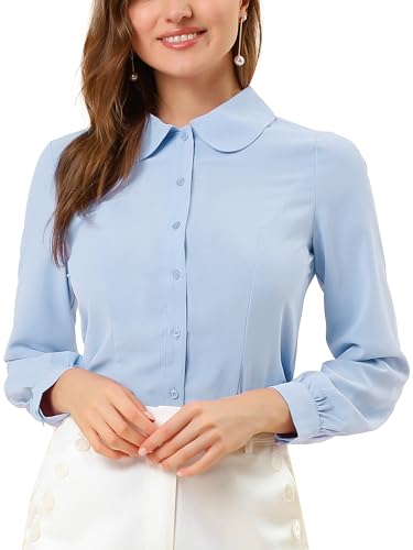 Chemisier à col claudine pour femme Allegra K à manches longues