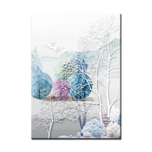 Peintures décoratives de cerf d'hiver art mural abstrait triptyque 40x60 cm - 5