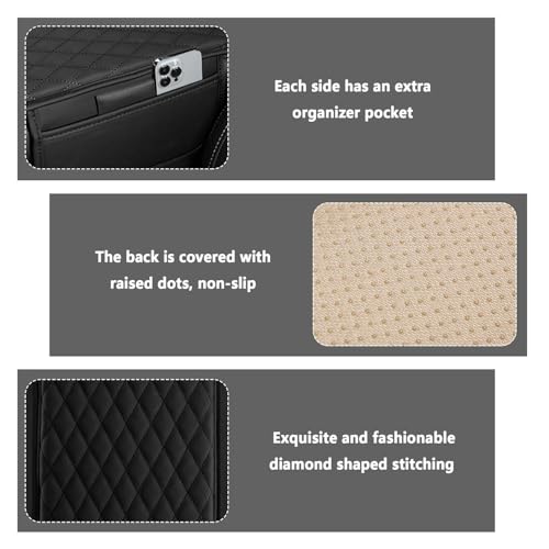 Image of Car Center Console Cover,Microfiber Leather Car Armrest Cover Cushion with 2 Storage Bags,Universal Car Armrest Storage Box Car Interior Accessories for Most Vehicles (Car Arm Rest Cushion(1))