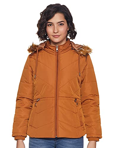 Image of Qube By Fort Collins Women's Regular Fit Nylon Bomber Jacket with Detachable Hood - Stylish & Comfortable Winter Wear