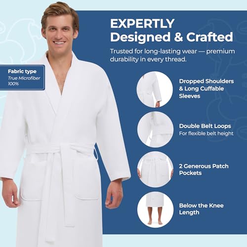 Image of MONARCH Chamois Microfiber Shawl Hotel Robe - Lightweight Absorbent Soft Spa Bathrobe in Cypress