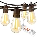 addlon 100FT LED Outdoor String Lights with Edison Shatterproof Bulbs, Heavy-Duty and Weatherproof Strand, Commercial Grade Patio Lights, Decorative for Garden or Patio, Black