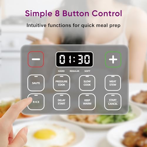 Image of Carori 8-in-1 Electric Pressure Cooker, Compact 3 QT All-in-1 Multi-Cooker with Ceramic Pot, Saute, Slow Cook, Rice, Stew, Delay Start, Keep Warm & Safe Vent, Gray