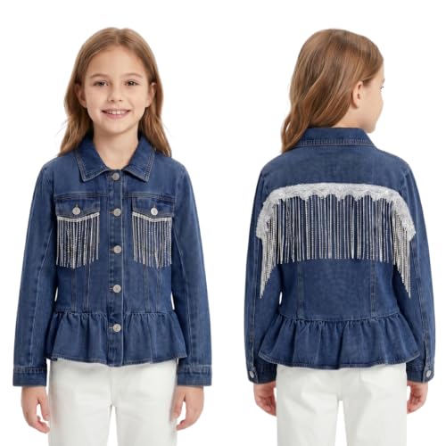 Image of WELAKEN Girls Denim Jackets - Trendy Button-Up Outerwear for Kids