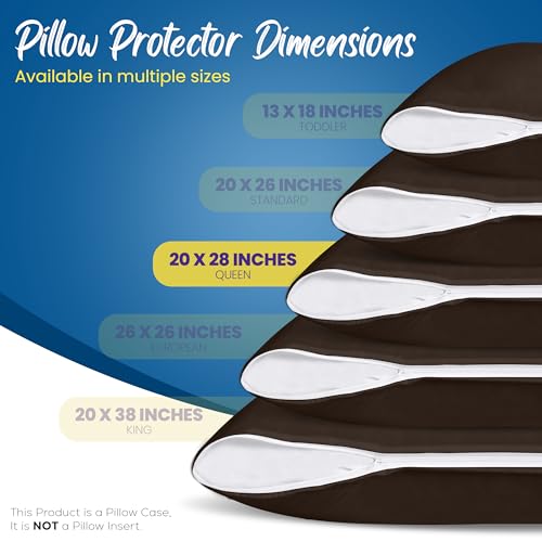 Image of Utopia Bedding Premium 100% Waterproof Pillow Protectors with Zipper Queen Size (Set of 4), Bed Bug and Dust Mite Proof Zippered Pillow Covers, Pillow Encasement Cases, Brown
