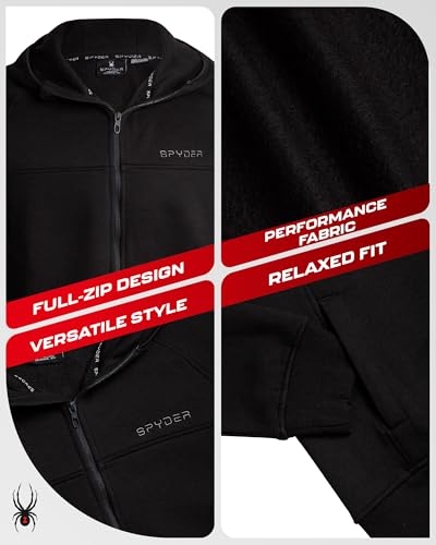 Spyder Mens Zip Up Hoodie - UPF30+ Super Soft Fleece Sweatshirt, Warm Athletic Hoodies for Men with Secure Zip Pockets (S-XL)2