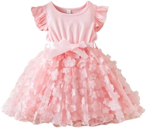 UUAISSO Girls' Dresses Floral Ruffle Tutu Dress Starry Sky Summer Dresses Princess Summer Dress, pink, 2-3 years