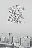 A: Letter A initial Alphabet Monogram Notebook City and Flowers design themed Black and White Confetti Initial Blank Lined Writing Notebook Journal 100 Pages, for Women, Girls and Kids.